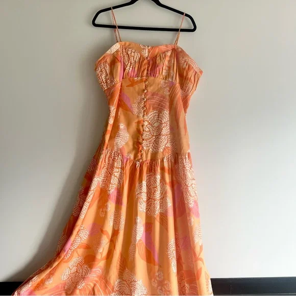 FARM Rio x Anthropologie Linen Blend Strapless Drop-Waist Maxi Dress Size XL